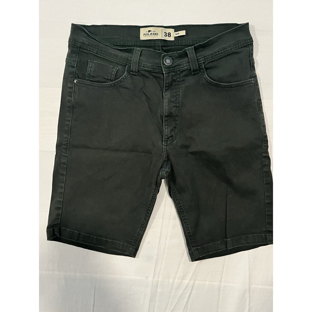 Pool Jeans Shorts Mens 38 Slim Fit Olive Green Casual Denim Shorts